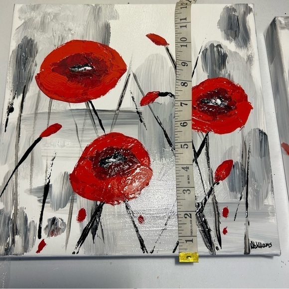 Original Artwork Acrylics on Canvas Red Poppies - Picture 14 of 15